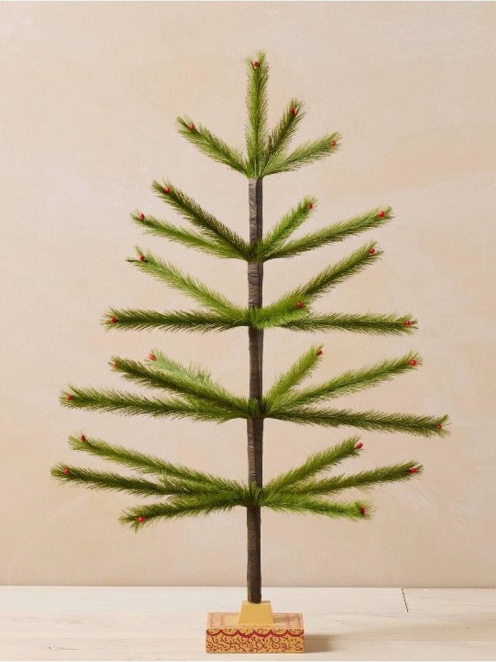 John Derian 24” Artificial Christmas Tree Red Berries Vintage Style NIB